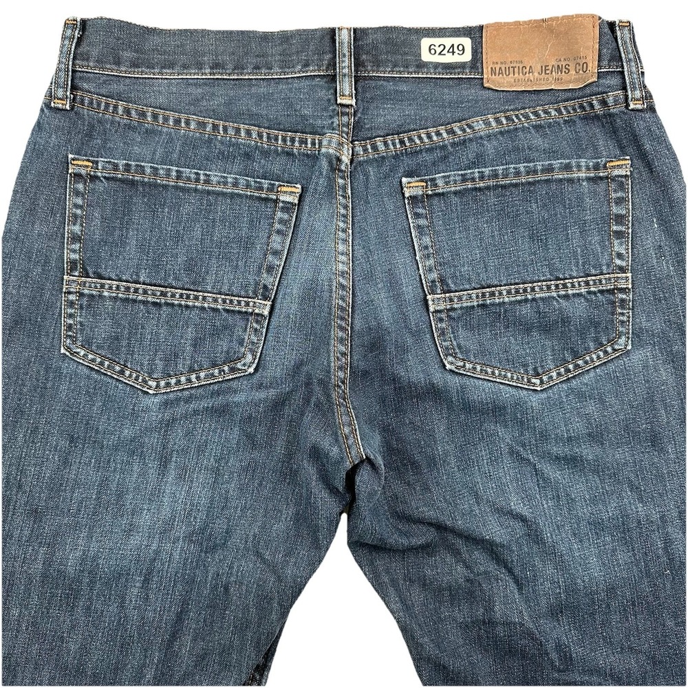 Y2K Nautica Relaxed Fit Jeans Men 34x34 Loose Blue Dark‎ Wash Skater 100% Cotton